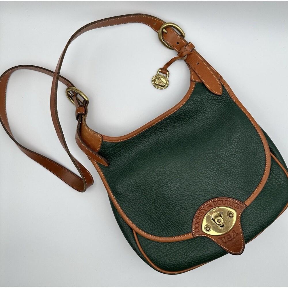 Vintage Authentic Dooney & Bourke Cavalry Saddle Bag All Weather Leather Green